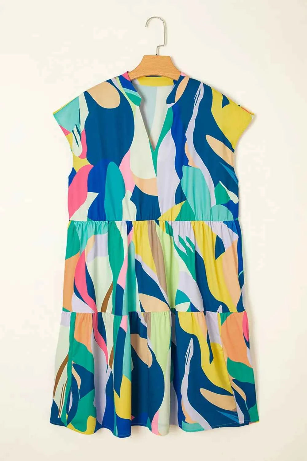 Abstract Print Cap Sleeve Pocketed Mini Dress ac05801a-09f3-4558-ab11-92cfeb9096c6-Max-Origin
