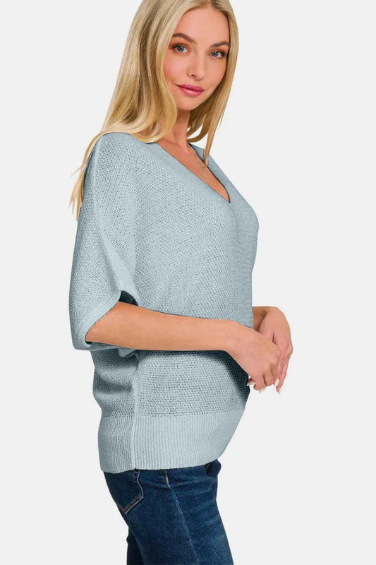 V-Neck Short Sleeve Dolman Sweater ac0cb0c5-cfc8-447e-ab6b-27dbe794d8d6-Max