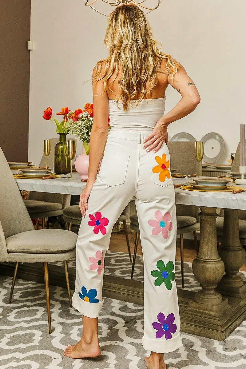 BiBi Flower Print Straight Legs Pants ac0d5a07d06c4930b0a06c93a7d61f34-Max-Origin