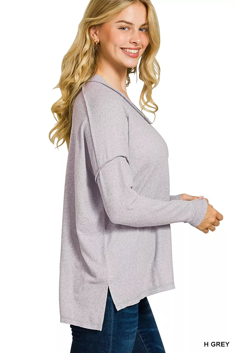 Zenana Soft Melange Hacci Exposed Seam Hi-low Tee ac108d5c555d42e8a5776bf669bd0af9-Max-Origin