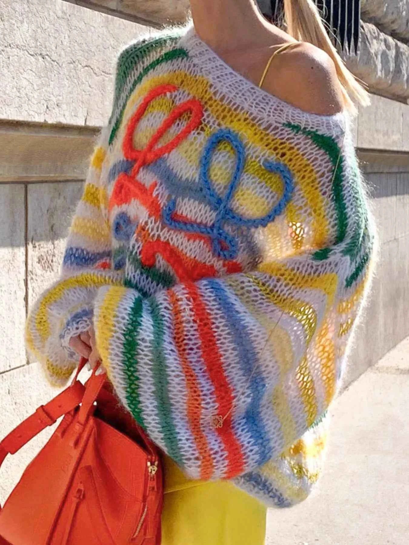 Colorful Abstract Pattern Striped Sweater