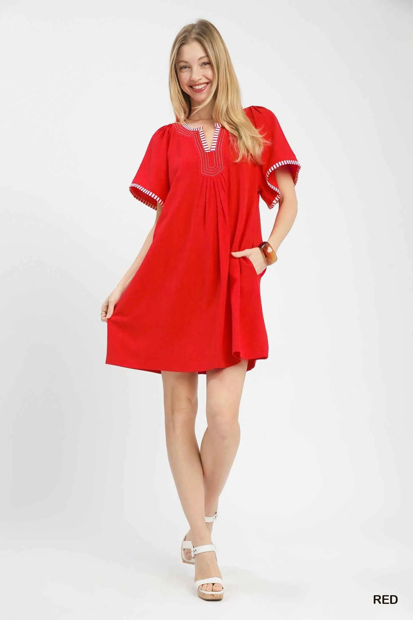 Umgee Linen Trim Tunic Dress ac2650af-7b59-43b0-ba00-6bd3482d9bb4-Max