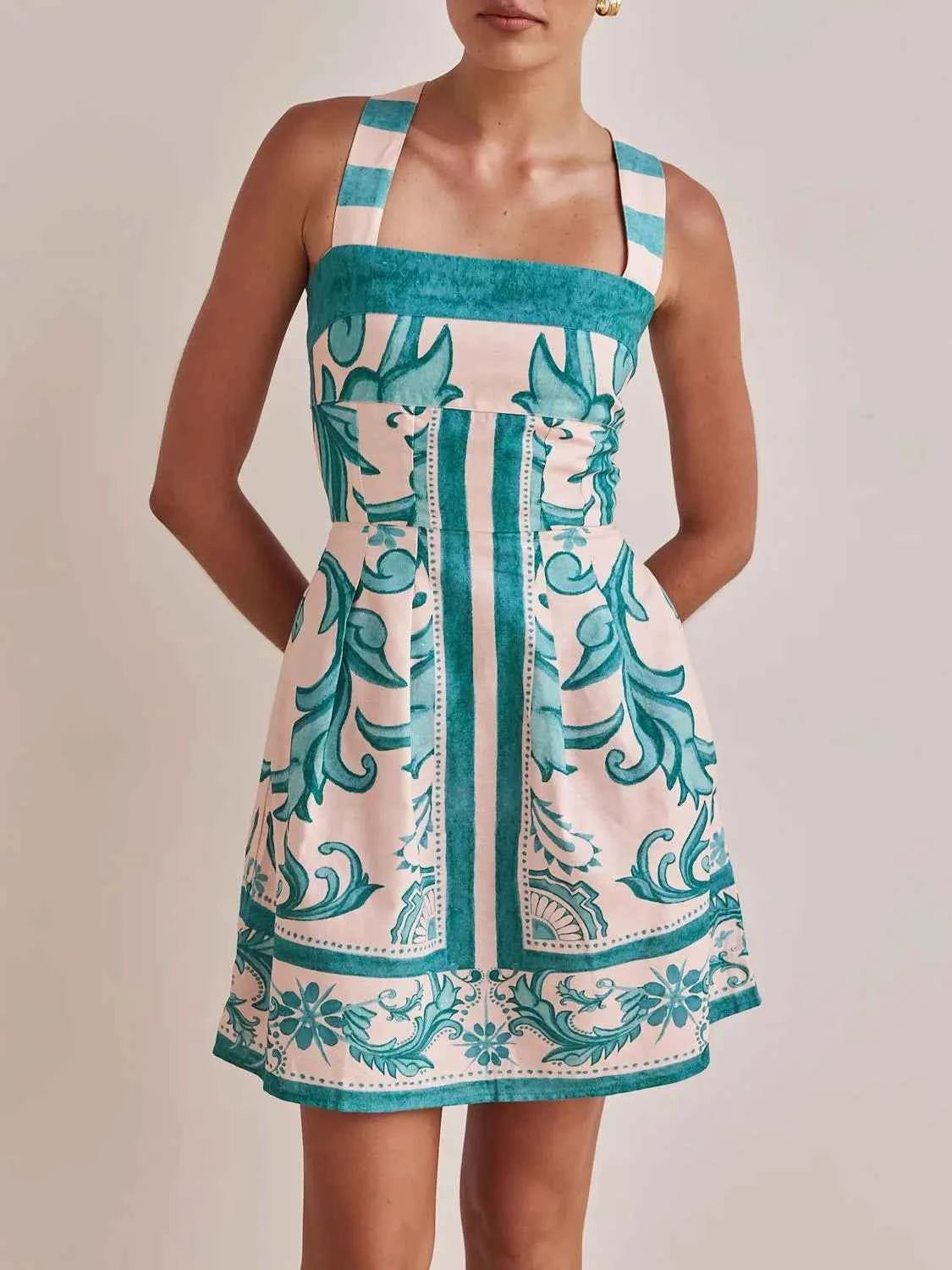 Printed Square Neck Midi Dress ac2d4585-63ca-4a46-b6a9-504e8b937530-Max-Origin
