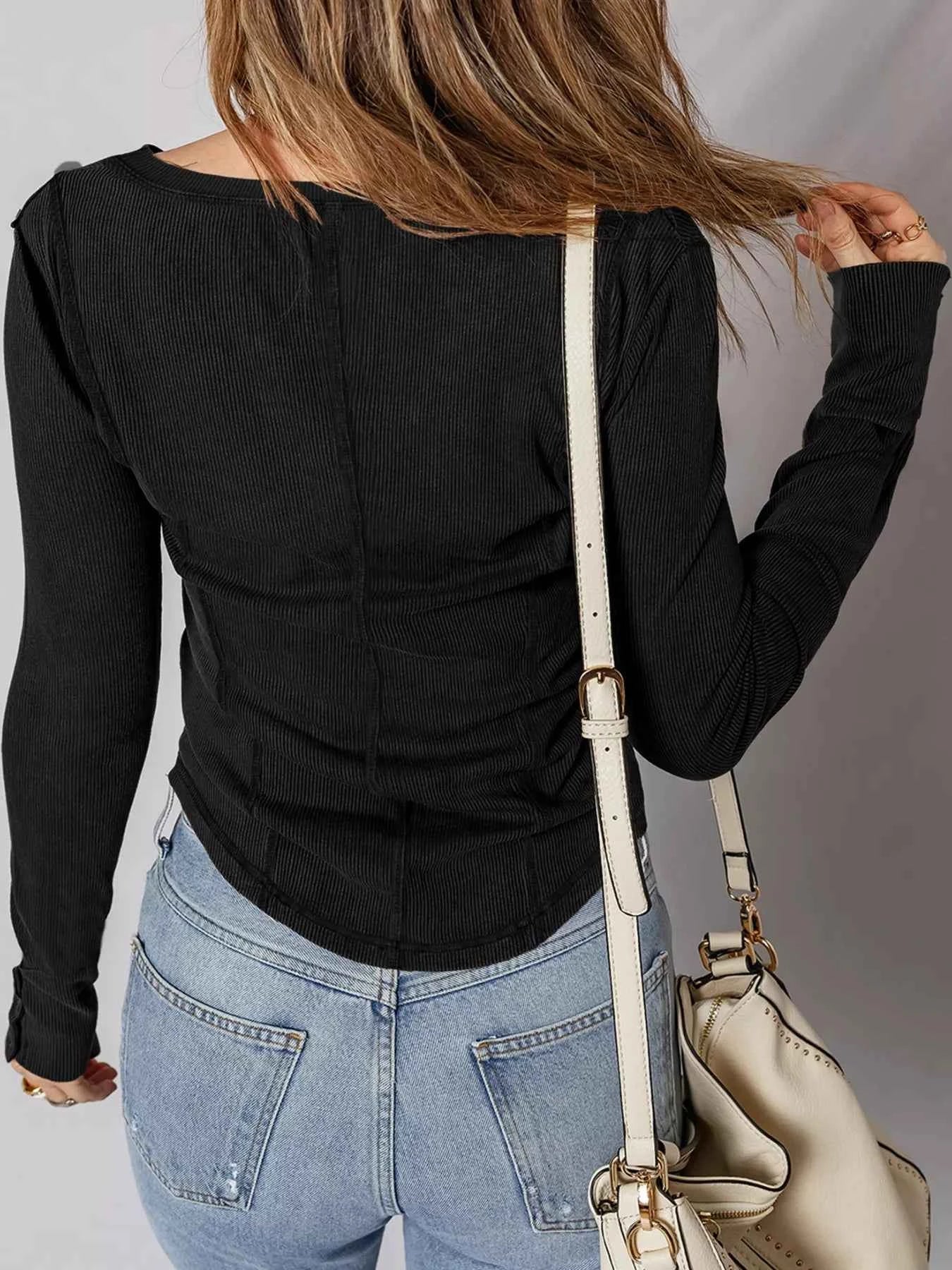 Exposed Seam Ribbed Long Sleeve Top ac2ed749d03b4456ac72e143c09a2161-Max-Origin