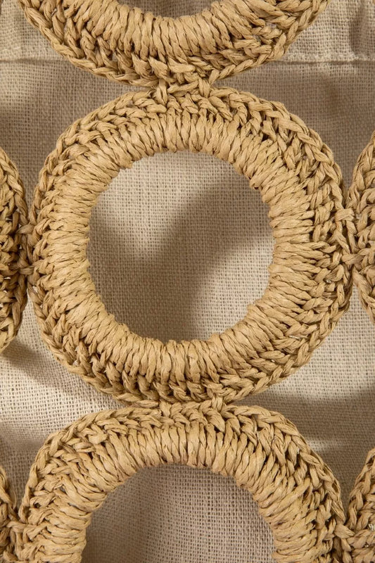 Fame Straw Round Pattern Mesh Hand Bag ac42180c-7207-4226-a5f7-75b0760c9dd2-Max-Origin