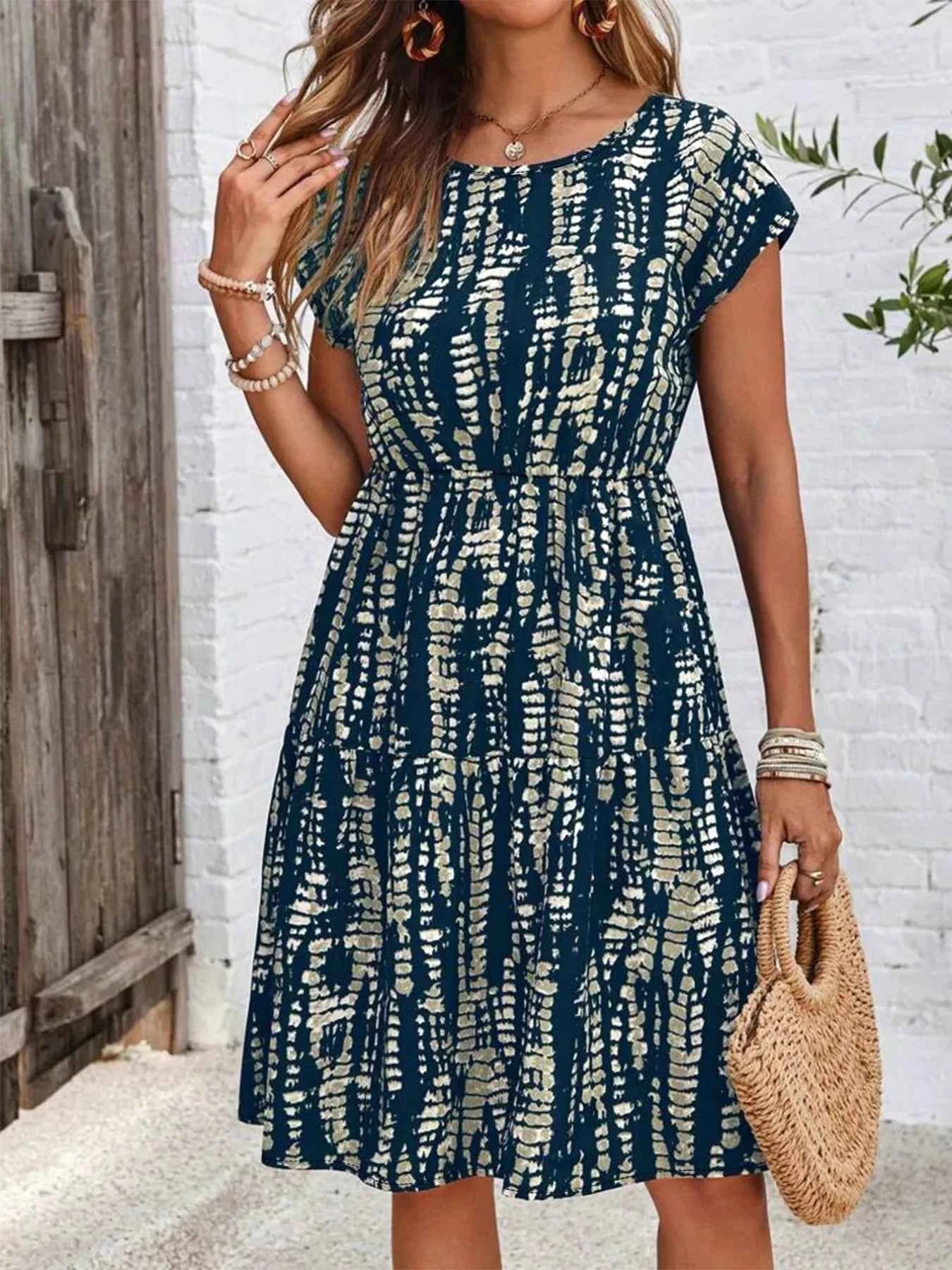 Plus Size Printed Long Sleeve Ruffle Hem Mini Dress ac4aa351-34d6-4c65-9847-419f8fd79944-Max-Origin