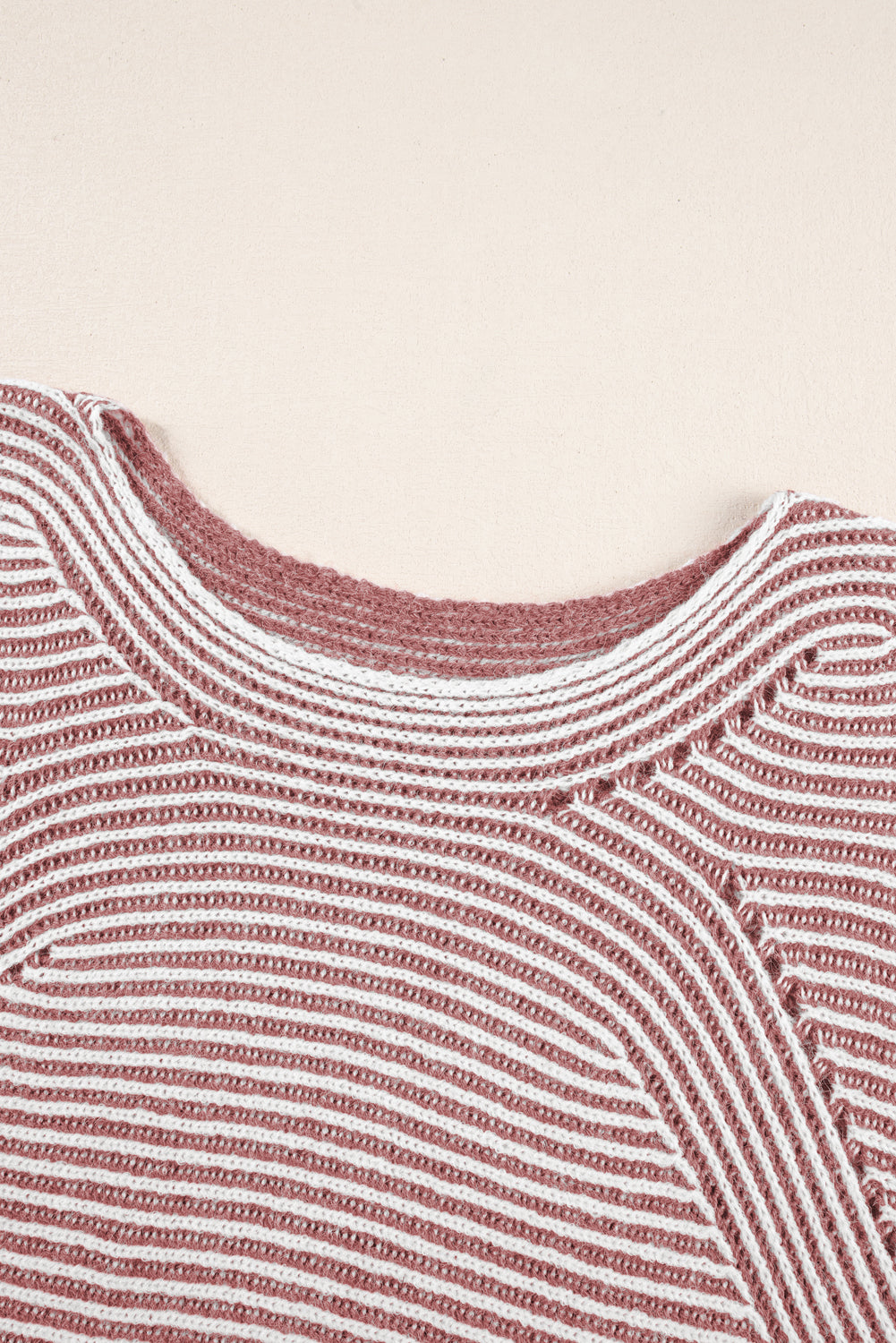 Black Striped Print Ribbed Knit Raglan Sleeve Baggy Sweater ac4bba0b342fcb7c