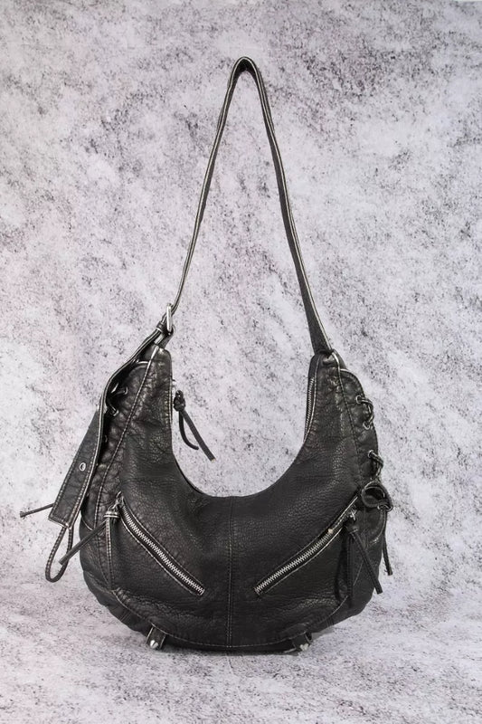 Fame Larger Leather Crescent Shoulder Bag BK one size ac582522b24b489fa973c06a13021cb3-Max-Origin