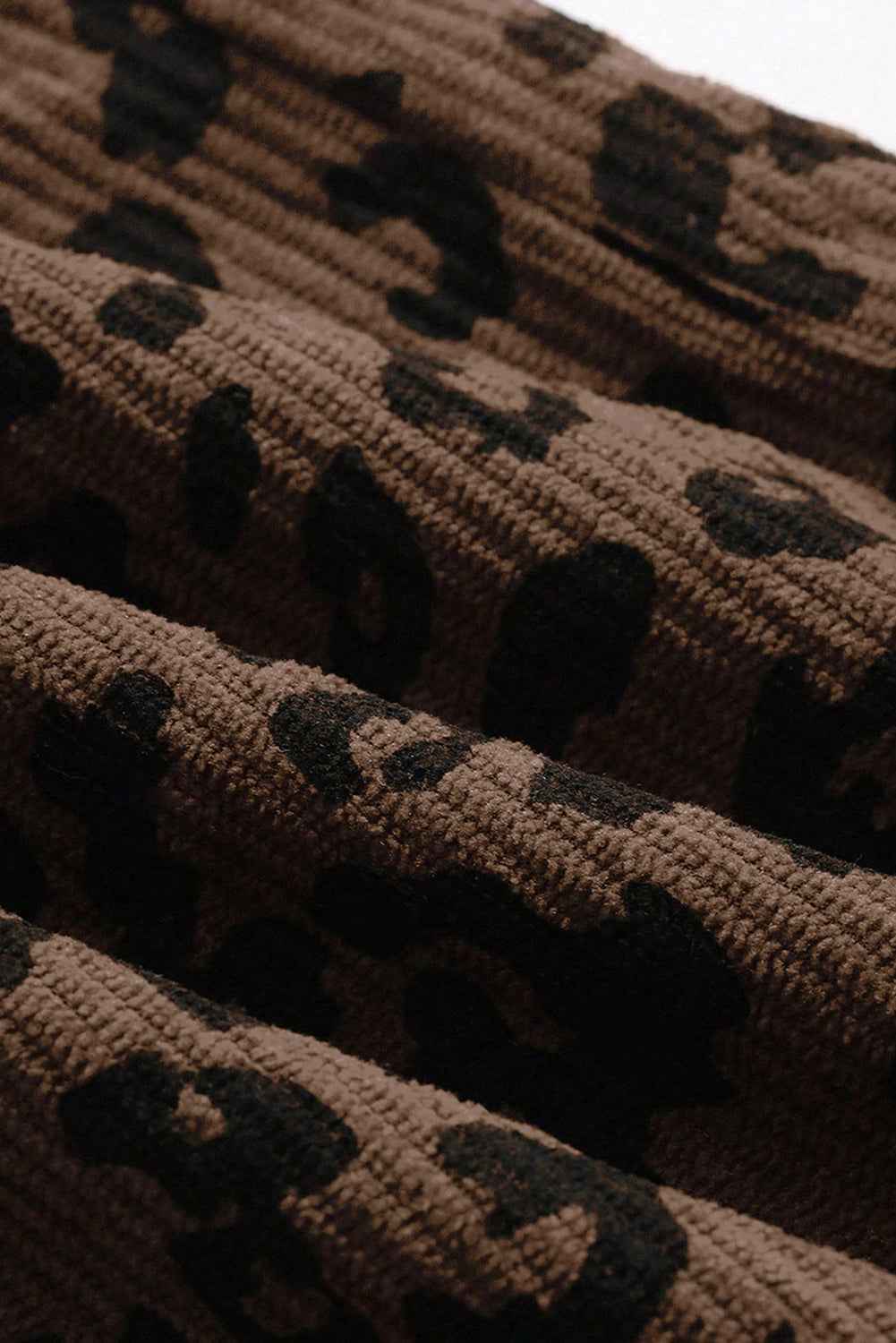Dark Brown Leopard Print Elastic High Waist Loose Corduroy Pants ac5a9e21267d683a