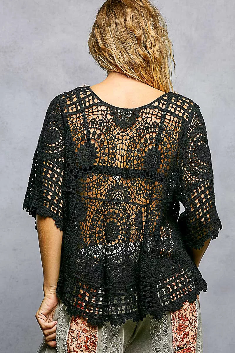 POL V-Neck Crochet Top with Scalloped Hem ac5cbaac-eb94-4142-b80b-6aa0afaf1f02-Max-Origin