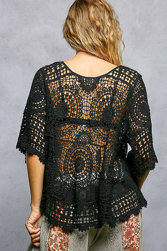 V-Neck Crochet Top with Scalloped Hem ac5cbaac-eb94-4142-b80b-6aa0afaf1f02-Max-Origin