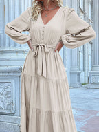 Ruffled Hem V-Neck Balloon Sleeve Dress ac76f70e-7ccb-412e-bfdd-c564c9f4bbc8-Max-Origin