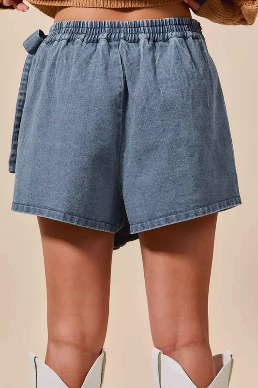 Wrap Braided Trimmed Denim Skort ac7730dad95b49a8be726a3bb15933f3-Max-Origin