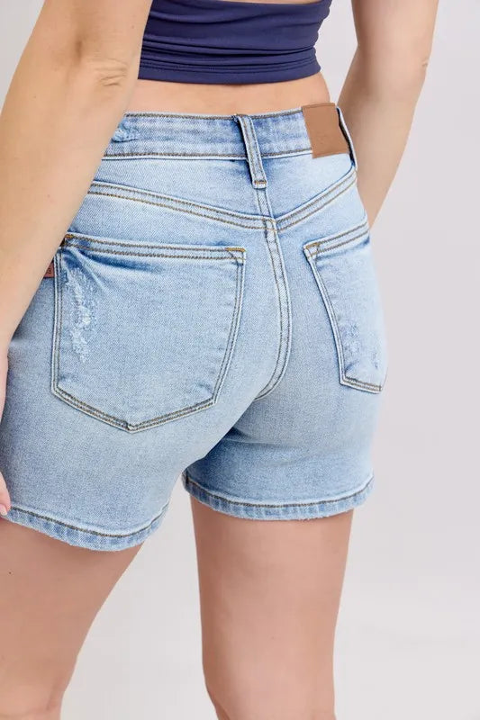 Judy Blue Full Size Mid Rise Washed Denim Shorts Plus Size ac94b9baa9334ce3bd64023ab457df8f-Max-Origin