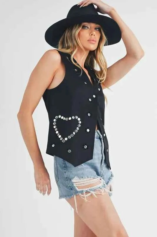 Aemi + Co Heart Rivet Detail Suede Vest Coat aca30e22-75fc-4441-8e21-f59430090d4b-Max