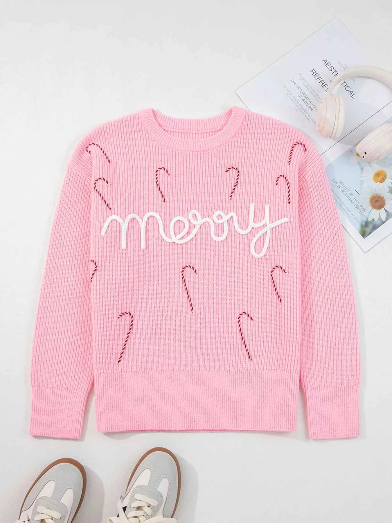 Merry Candy Cane Christmas Crew Neck Sweater acddcb668ac94ea985826a03f9974203-Max-Origin