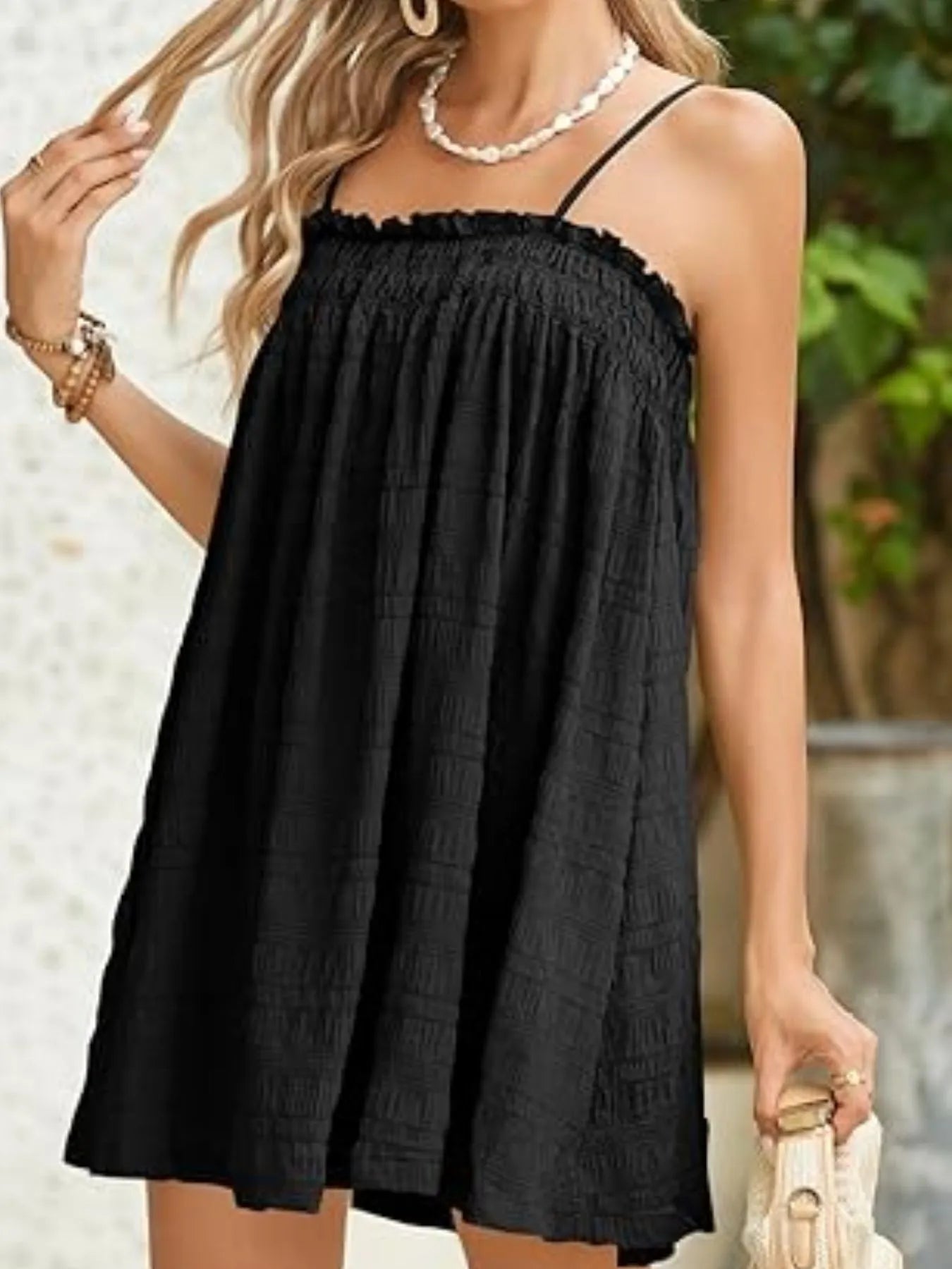 Frill Textured Mini Cami Dress acdf842d-4bcd-4f74-9382-7aefe2b67451-Max-Origin