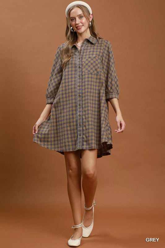 Plaid Button Down Oversized Shirt Dress aceceaa1-49ac-47b5-bc31-e75d717538f3-Max-Origin