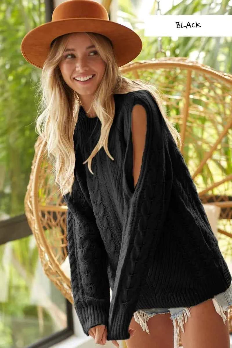 BiBi Twist Knitted Open Shoulder Sweater acf1fc84479b4ff5aa6c3503c769874c-Max-Origin
