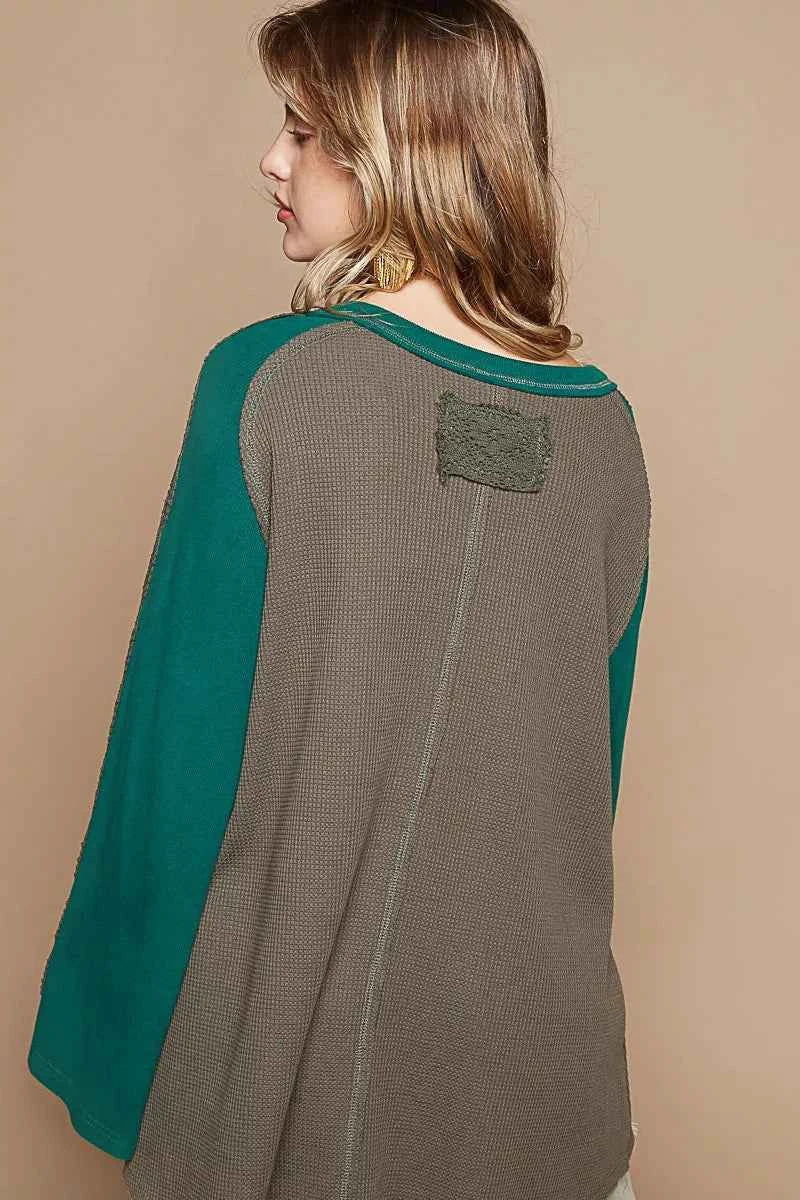 POL Scoop Neck Contrast Long Sleeve Top with Lace Detail ad0347d9-2baa-4542-b67b-6fc19c52db08-Max-Origin