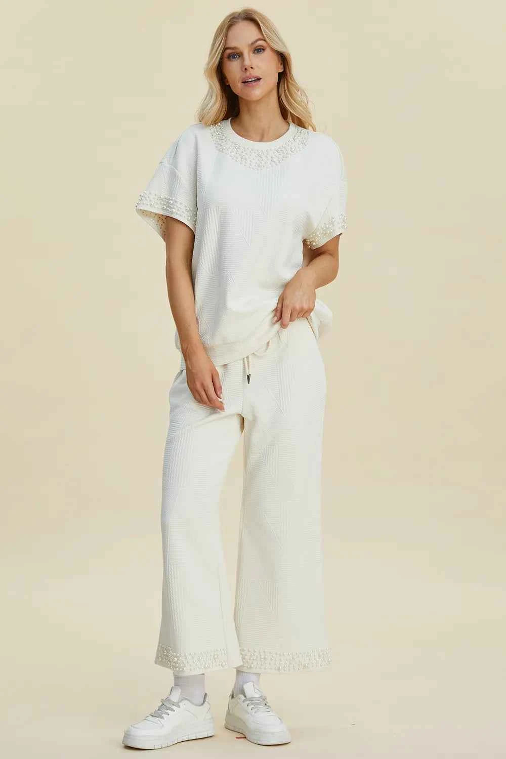 Double Take Full Size Pearl Detail Round Neck Top and Pants Set ad0ae0c7-56cc-4f65-ae7f-7635ffad6b69-Max