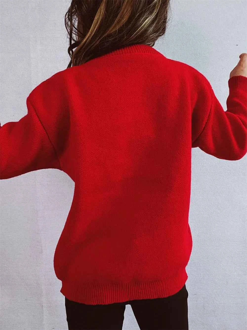 Christmas Tree Round Neck Long Sleeve Sweater ad162816-985f-46cf-af21-52bf887fd026-Max