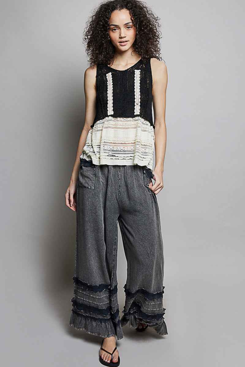 POL V-Neck Crochet Sweater Vest with Lace Trim ad1af93a-01a6-4f44-bdda-283f14f3bd8d-Max