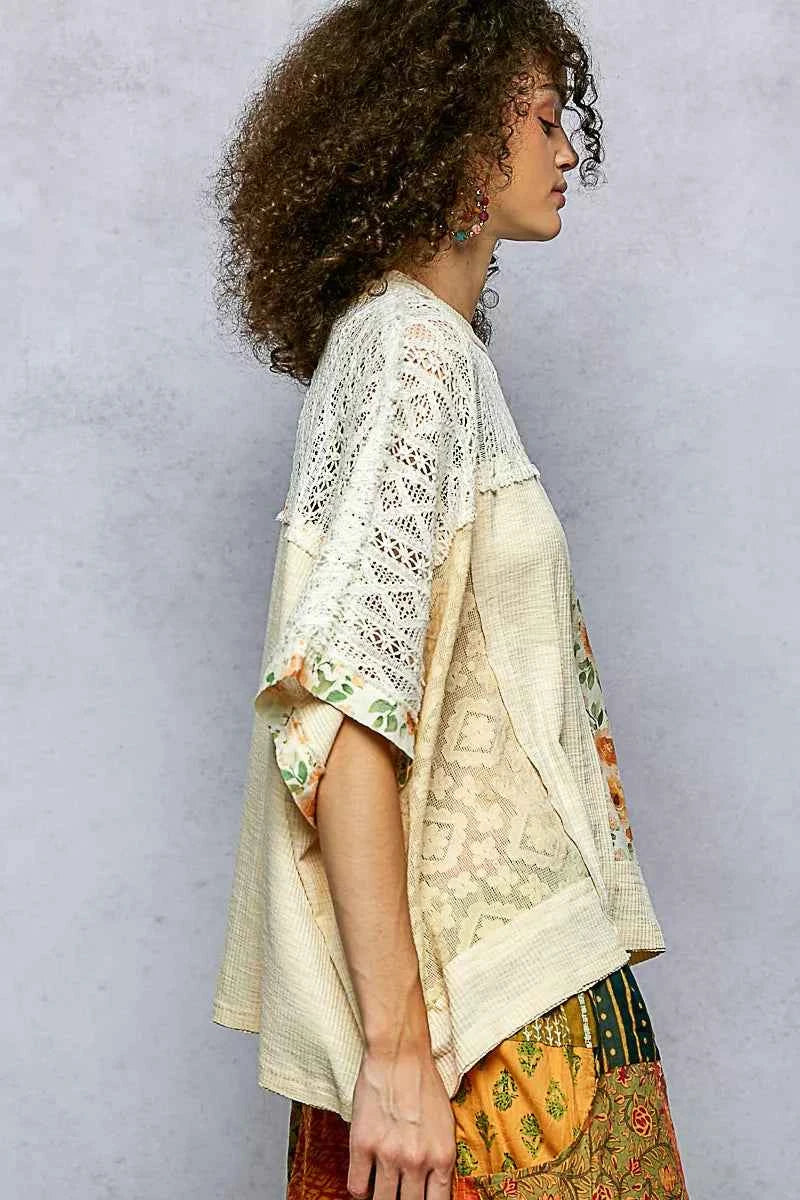 POL Floral Patchwork Lace Accent Blouse ad1ee9f8-2691-4051-82ef-f71d3328fdfb-Max-Origin