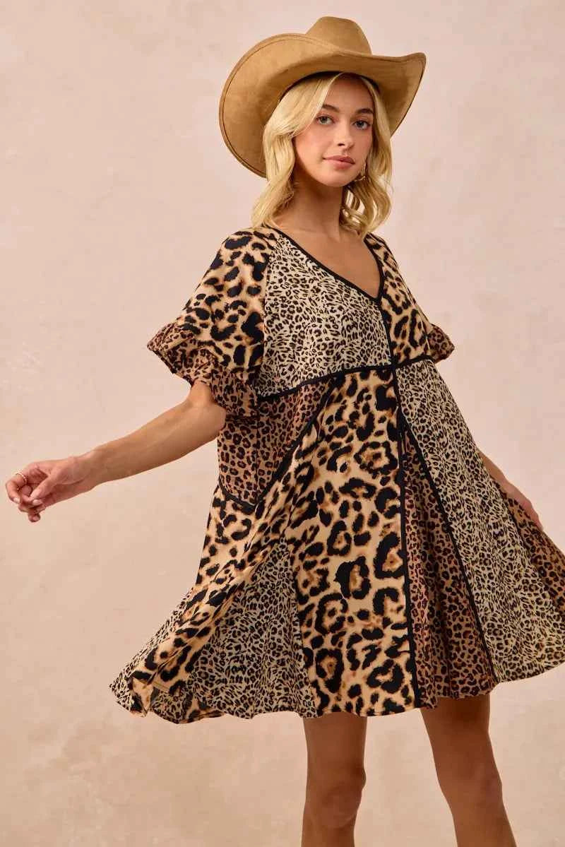 BiBi Leopard Prints Mix and Match Short Sleeves Dress ad2e3cc2e379490b9d2018f53c2f6f47-Max-Origin
