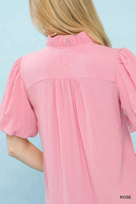 Seersucker Puff Sleeve Blouse ad3017d2-1971-4584-badf-3b05f3101c2d-Max-Origin
