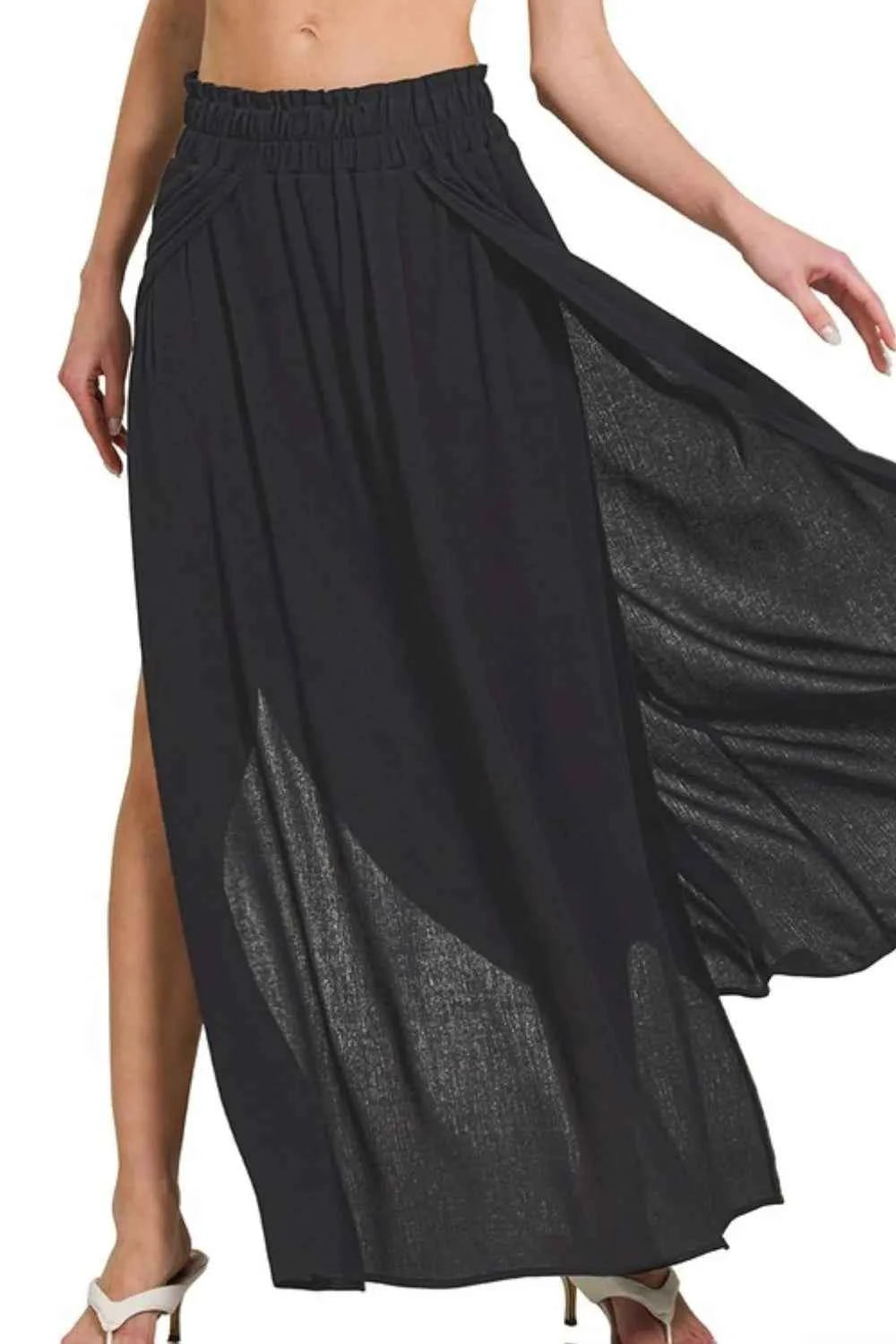 Zenana Woven Crinkle Gauze Long Skirts ad4231cf-ed5f-4110-81c5-7090fc88b70d-Max-Origin