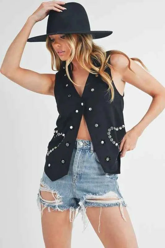 Aemi + Co Heart Rivet Detail Suede Vest Coat ad424ec0-9612-45c5-9c60-338ac1cf6123-Max