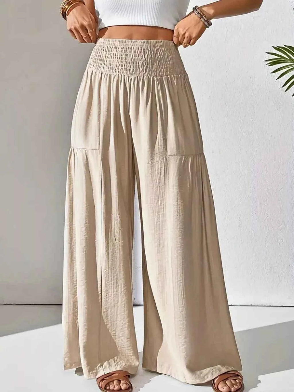 Smocked Waist Wide Leg Pants ad49d793-ee5e-4435-ad92-940cfbbdb423-Max-Origin