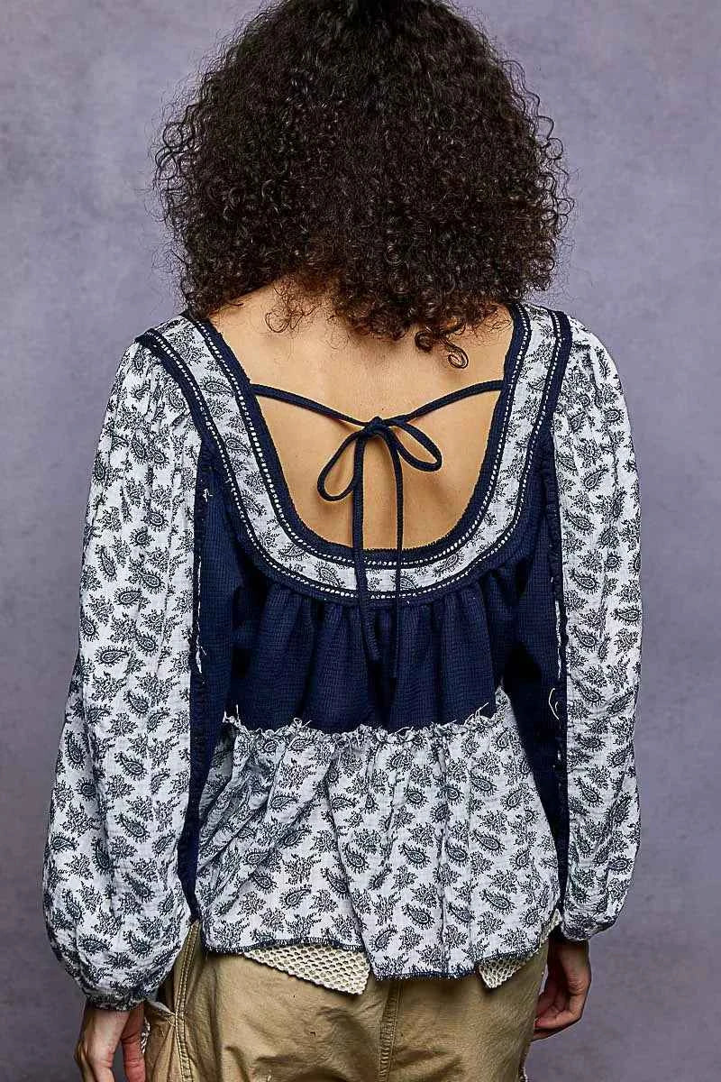 POL Paisley Scoop Neck Balloon Sleeve Cropped Blouse with Stud Detail ad5461fd-77aa-4c6d-bc68-69f33f8eb579-Max-Origin