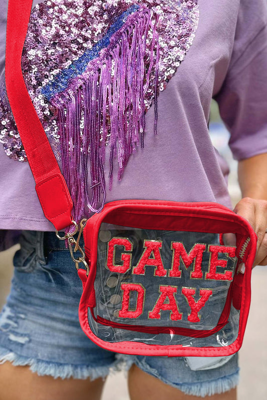 Black Chenille GAME DAY Pattern Clear Bag Fiery Red ONE SIZE ad5cd4e43bce46b5