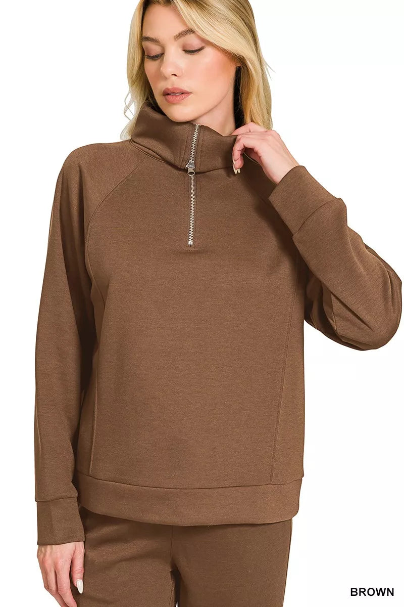 Zenana Scuba Half Zip Sweatshirts and Joggers Set ad61f91c2e954cdebc178b2efa19d39e-Max-Origin