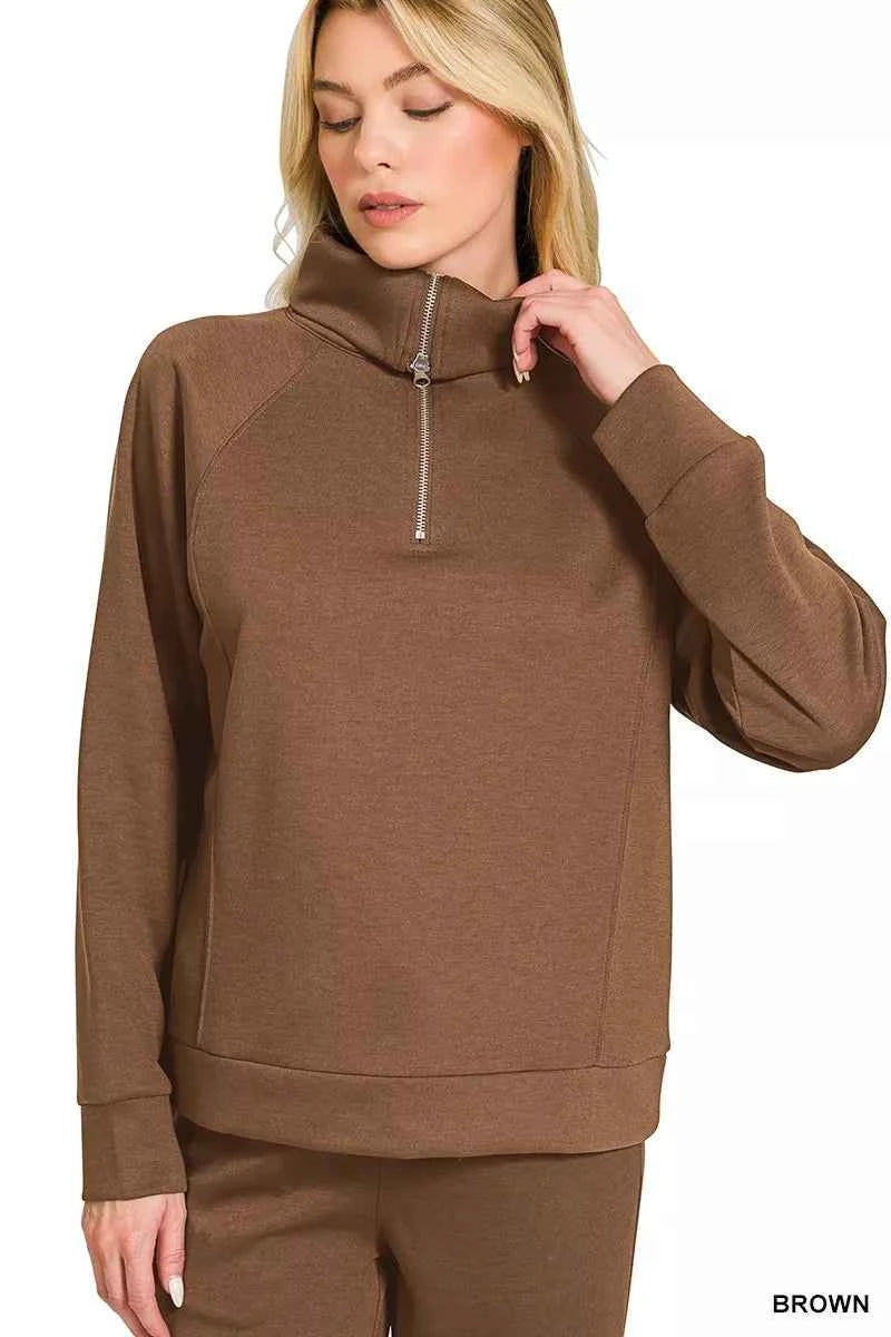 Zenana Scuba Half Zip Sweatshirts and Joggers Set ad61f91c2e954cdebc178b2efa19d39e-Max-Origin