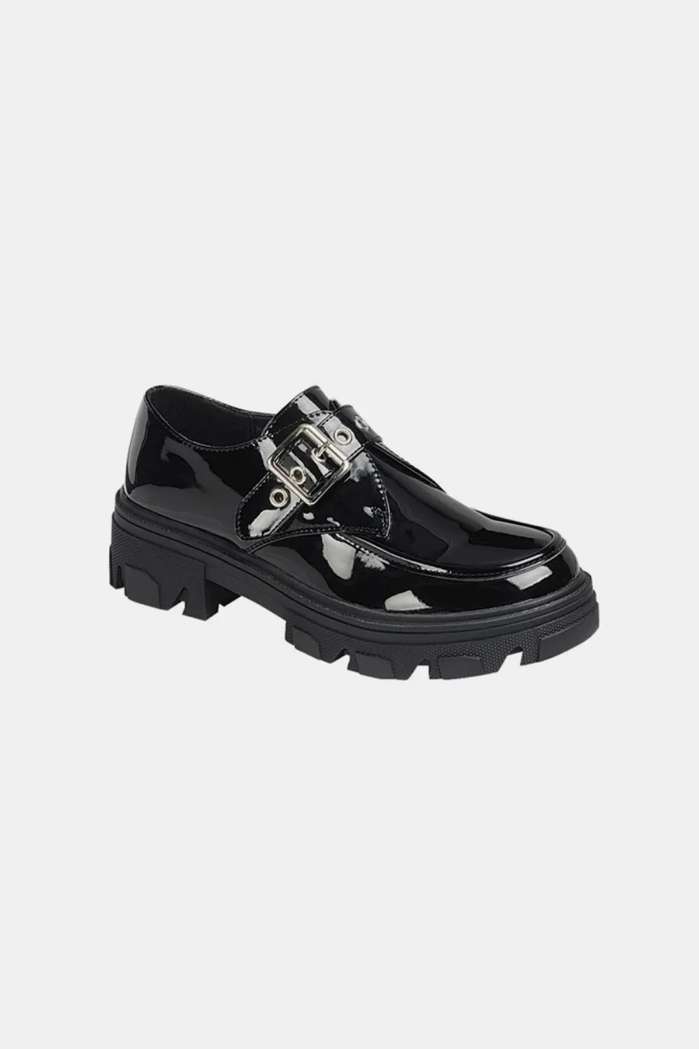 Forever Link Buckled Platform Lug Sole Loafers Black ad73d666-0be8-440c-b463-a455e6db877f-Max
