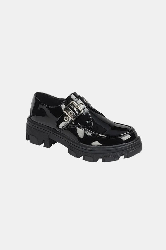 Forever Link Buckled Platform Lug Sole Loafers Black ad73d666-0be8-440c-b463-a455e6db877f-Max