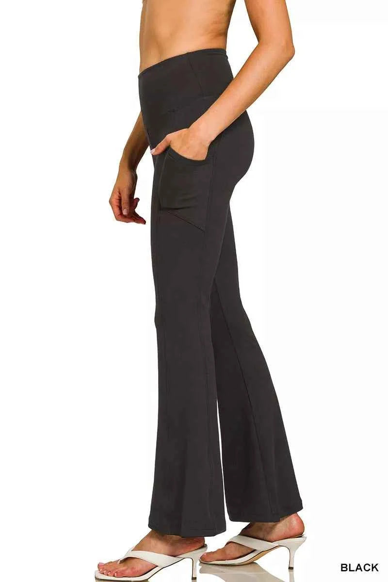 Zenana Brushed Dty Microfiber Flare Pants ad765cb8d9a349379843fae3bcb99b90-Max-Origin