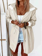 Drawstring Long Sleeve Hooded Trench Coat Dust Storm ad853117-d1c3-41ff-ba4a-8a656b4e5fc5-Max