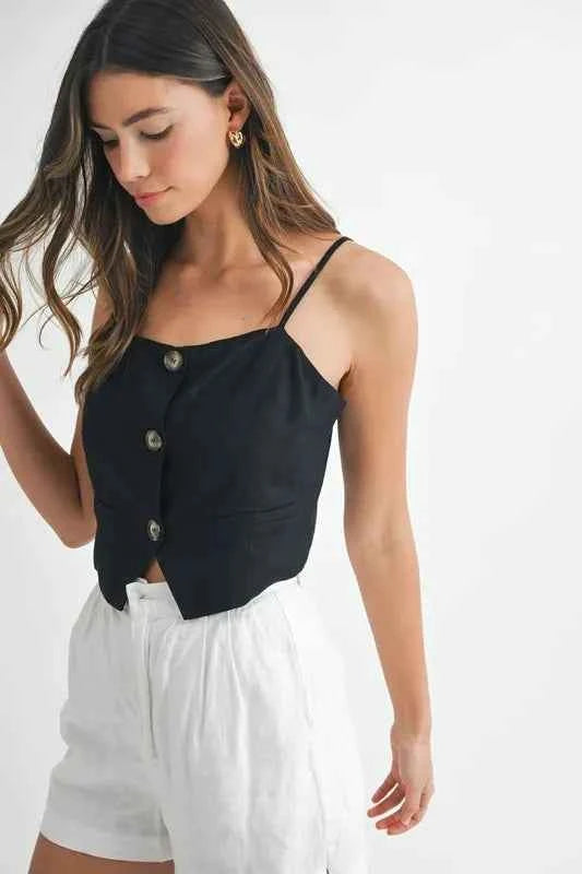 MABLE Linen Mix Button Down Tank Top ad8db6e1131b480790a95822b13d0b54-Max-Origin