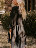 Striped Hem 3/4 Sleeve Tiered Dress ad908f36-4848-4895-8719-cd187c1a3dea-Max-Origin