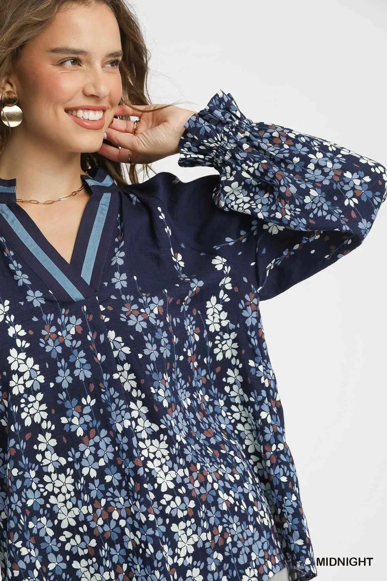 Umgee Full Size Floral Vine Print Blouse with Balloon Sleeves Plus Size ad964d63-d1b8-4a12-888a-cff7652e3d70-Max-Origin