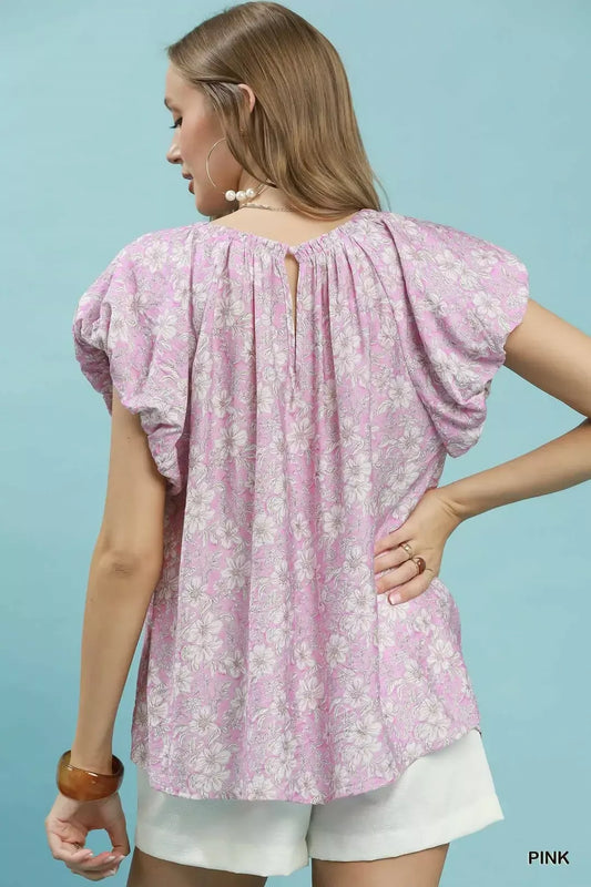 Umgee Floral Puff Sleeve Blouse ad9fca82-eb37-427f-a820-79034c5d8901-Max-Origin