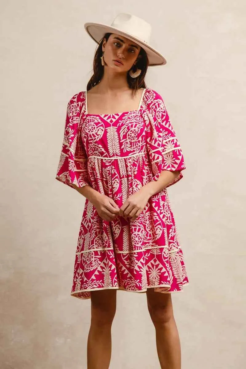 Aztec Woven Printed Contrast Binding Dress adaefbdc2c7f41a28d12a006de7d3074-Max-Origin
