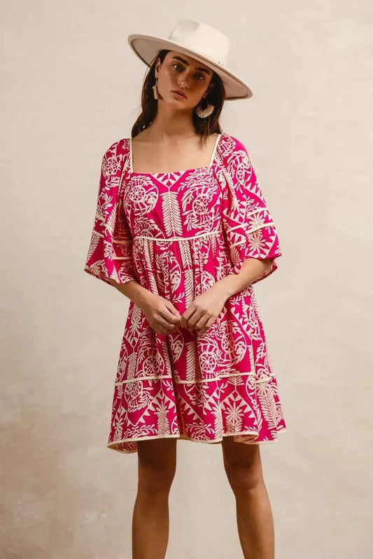 Aztec Woven Printed Contrast Binding Dress adaefbdc2c7f41a28d12a006de7d3074-Max-Origin