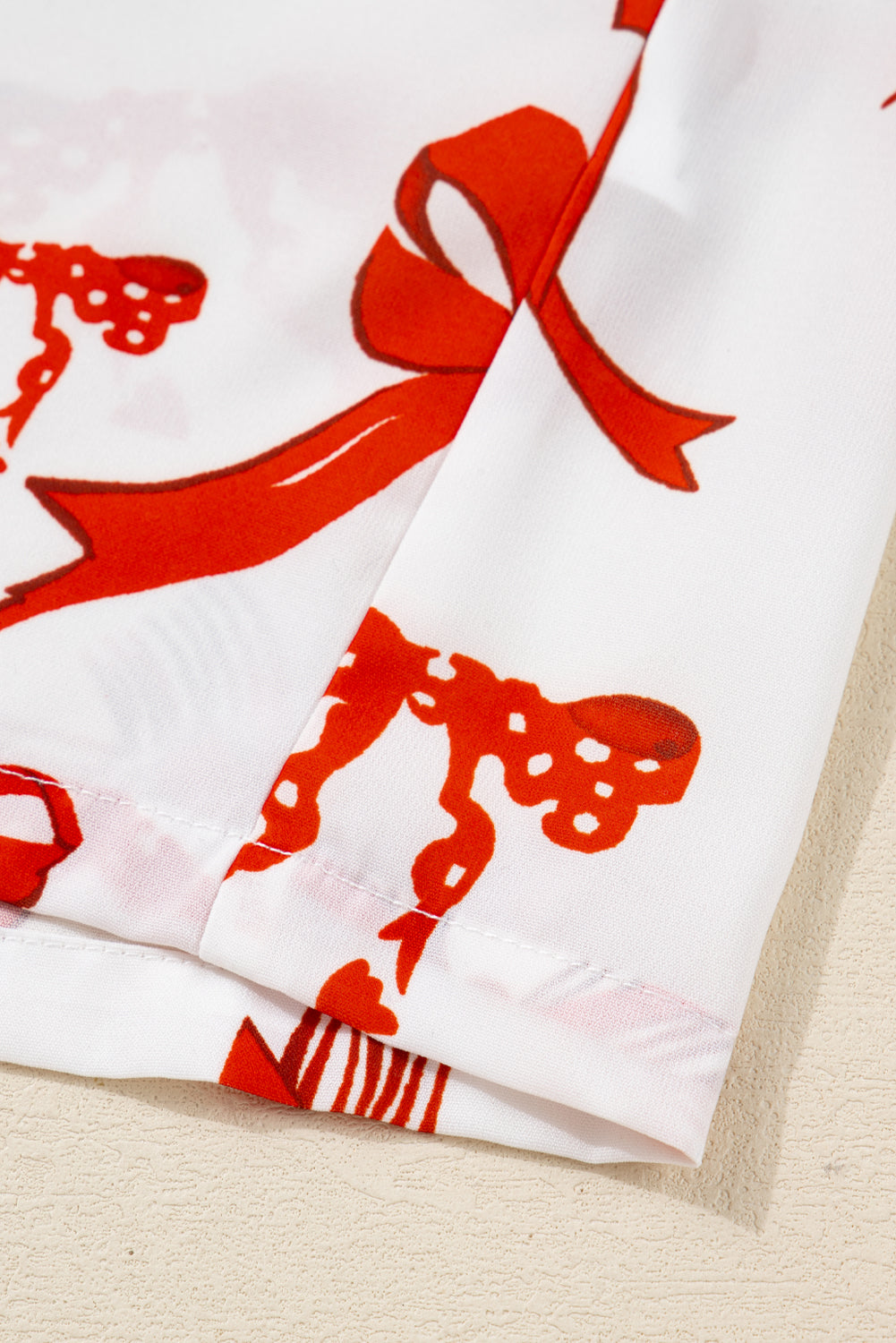 Red Christmas Bow Print Long Sleeve 2pcs Pajama Set add22322c9f1d87a