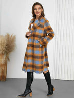 Tied Plaid Collared Neck Coat add85ae2-392a-4172-8b97-cbddfe7098f5-Max