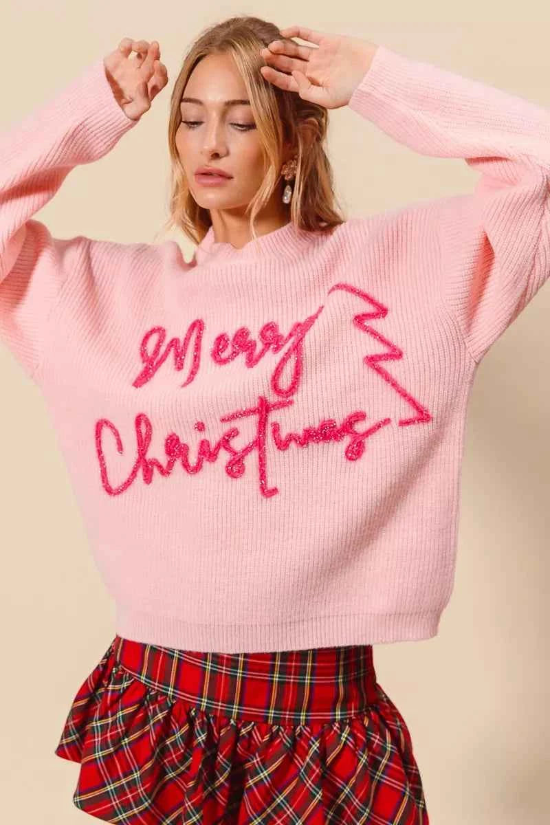 SO ME Merry Christmas Tinsel Lettering Sweater ade6ca0fbdd54880b03f6ff672715267-Max-Origin